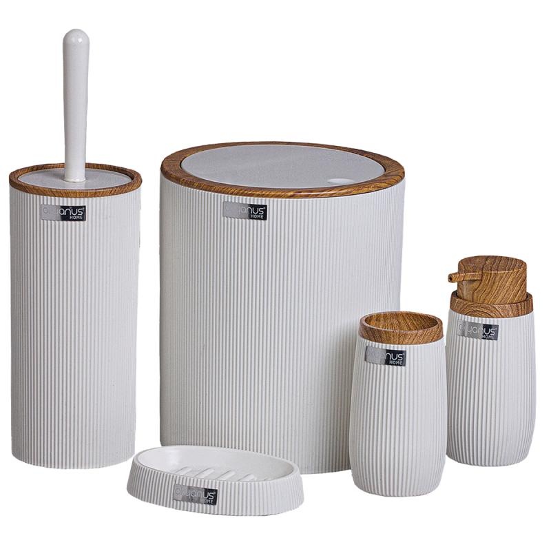 Badkamer set - wit - hout - 5-delig - rond