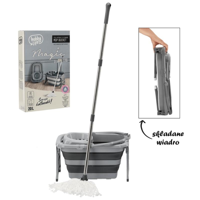 Inklapbare mop met emmer - met pers - handig