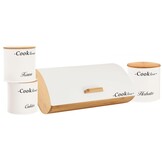 Broodtrommel - bamboe - wit - 36,5x25x13cm