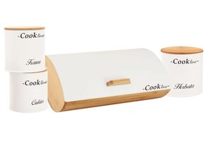 Broodtrommel - bamboe - wit - 36,5x25x13cm