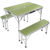 Inklapbare kampeertafel - 90x60x70cm - met bankjes