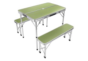 Inklapbare kampeertafel - 90x60x70cm - met bankjes
