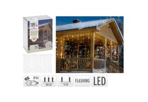 Kerstverlichting gordijn warm wit led - 200x70cm - Buiten - Flash