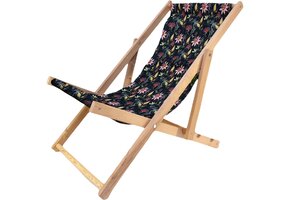 Houten strandstoel - 86,5x57x78 cm - bloemen motief