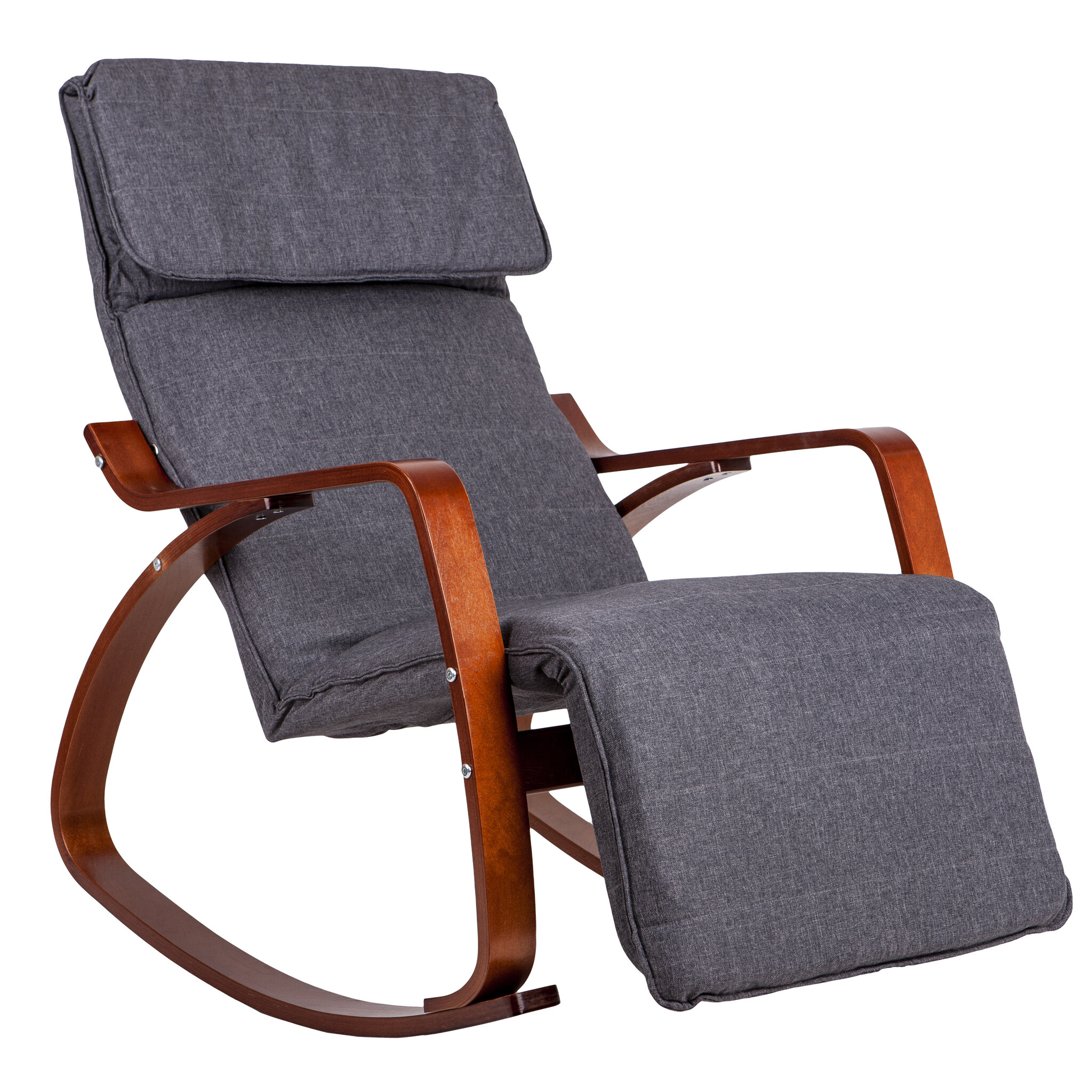 Relaxfauteuil schommelstoel - 97x70x70 cm - houten armsteunen