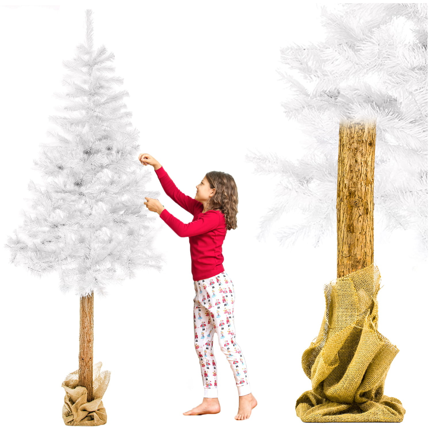 Kunstkerstboom - wit - 200 cm - realistische stam