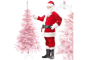 Roze kunstkerstboom - 160 cm - met standaard