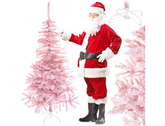 Roze kunstkerstboom - 160 cm - met standaard