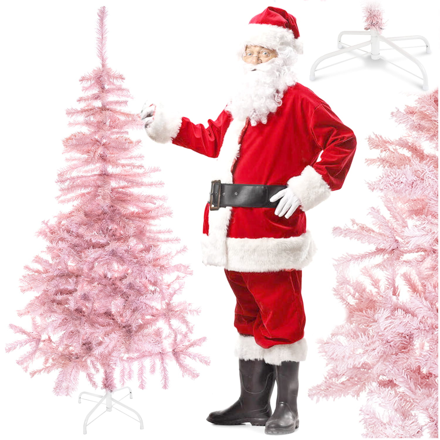 Roze kunstkerstboom - 160 cm - met standaard