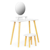 Kaptafel met spiegel - incl. kruk - wit