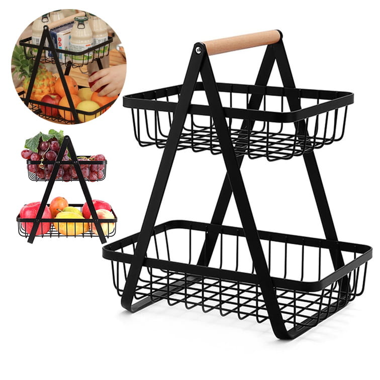 Etagere fruitmand - metaal - tweelaags - decoratief