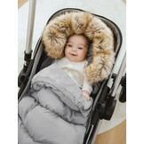 Grijze voetenzak kinderwagen - bont - tas - hoes - 90x45 cm