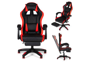 Gamingstoel met voetsteun - verstelbaar - zwart rood