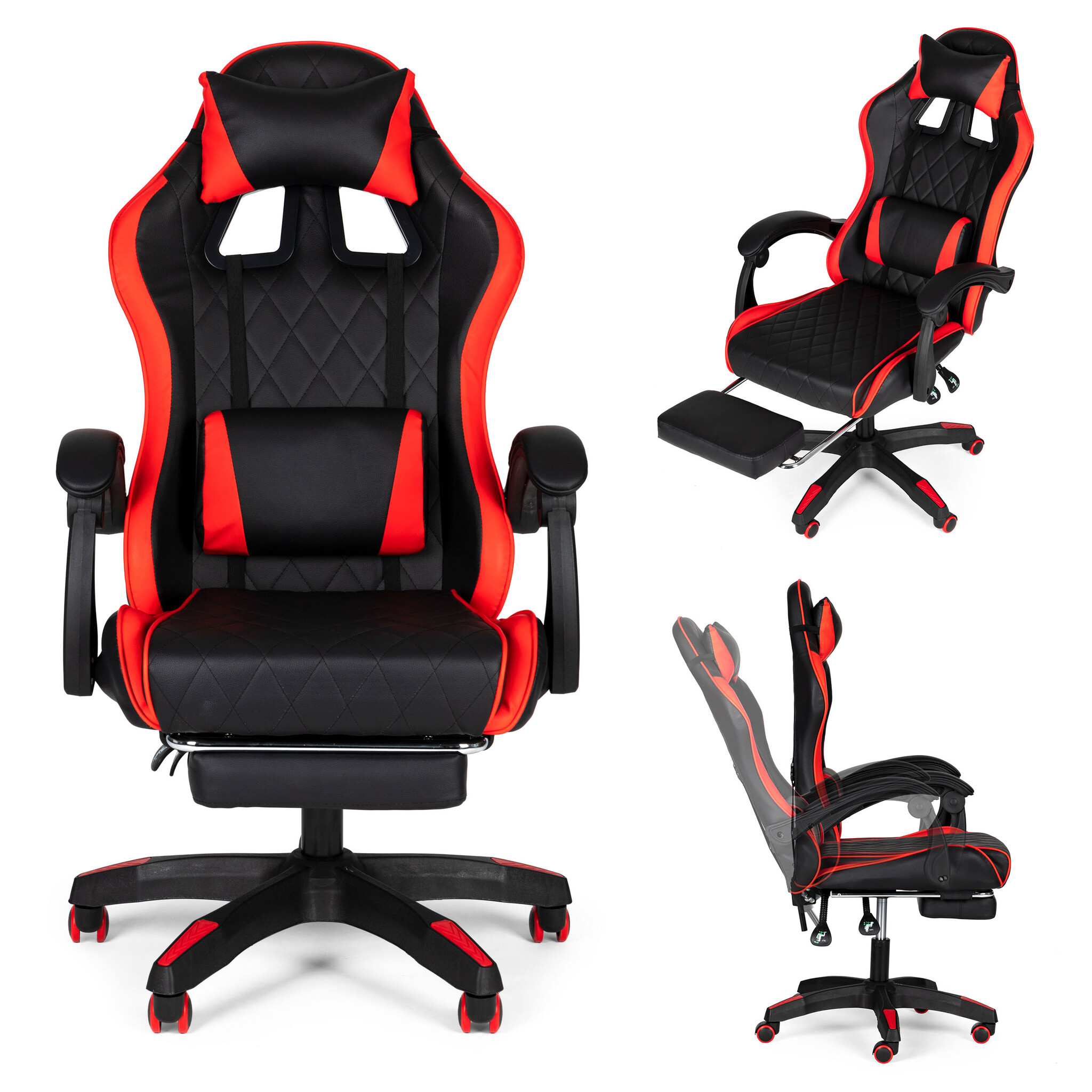 Gamingstoel met voetsteun - verstelbaar - zwart rood