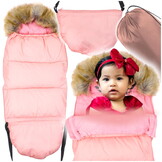 Roze voetenzak - kinderwagen - bont - tas - hoes - 110x45 cm