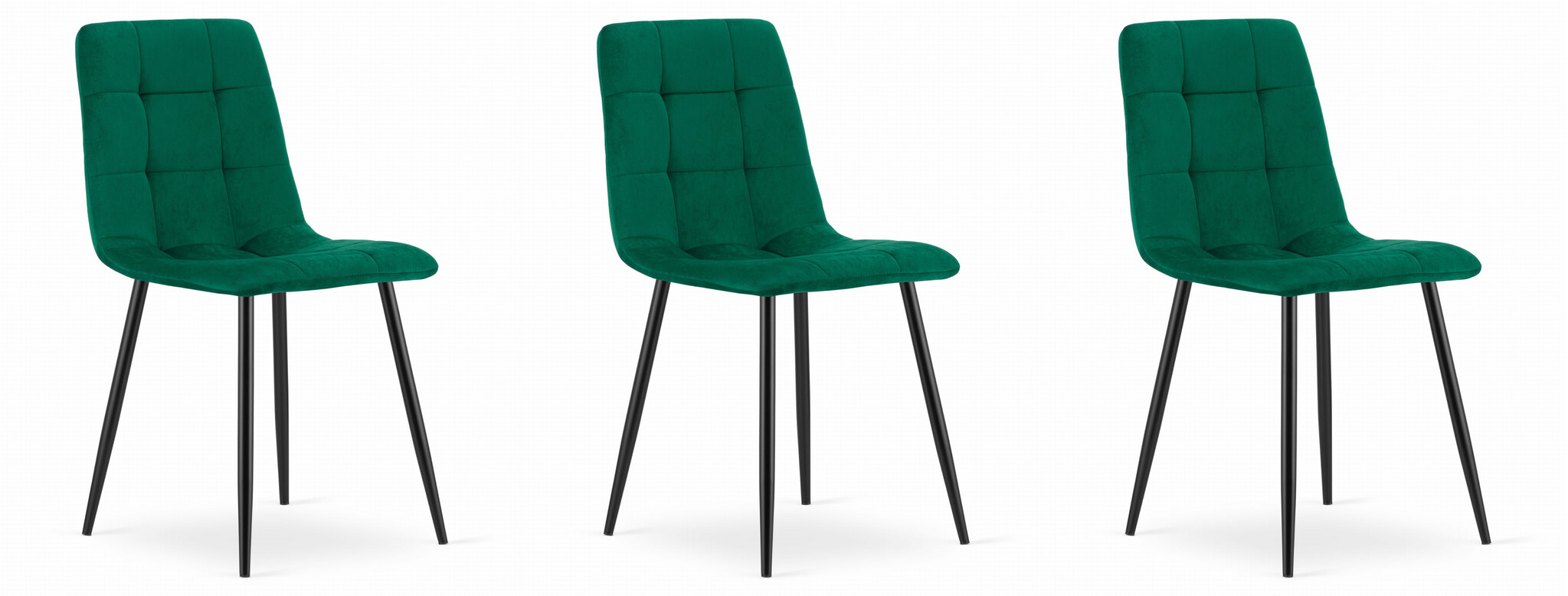 Fluwelen eetkamerstoel - groen - 3 stuks