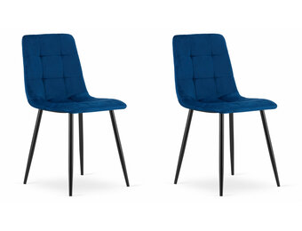 Fluwelen eetkamerstoel - marineblauw - 2 stuks