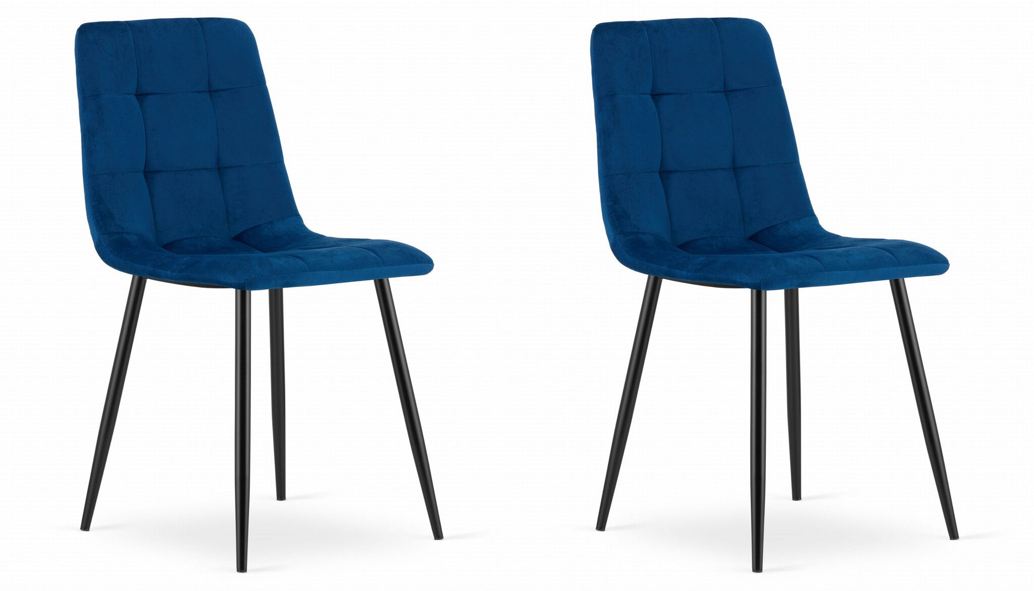 Fluwelen eetkamerstoel - marineblauw  - 2 stuks