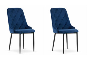 Eetkamerstoel - fluweel - marineblauw - 2 stuks