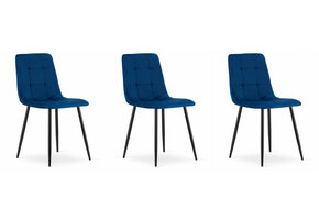 Eetkamerstoel - marineblauw - fluweel - 3 stuks