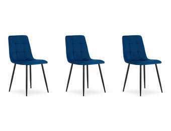 Eetkamerstoel - marineblauw - fluweel - 3 stuks