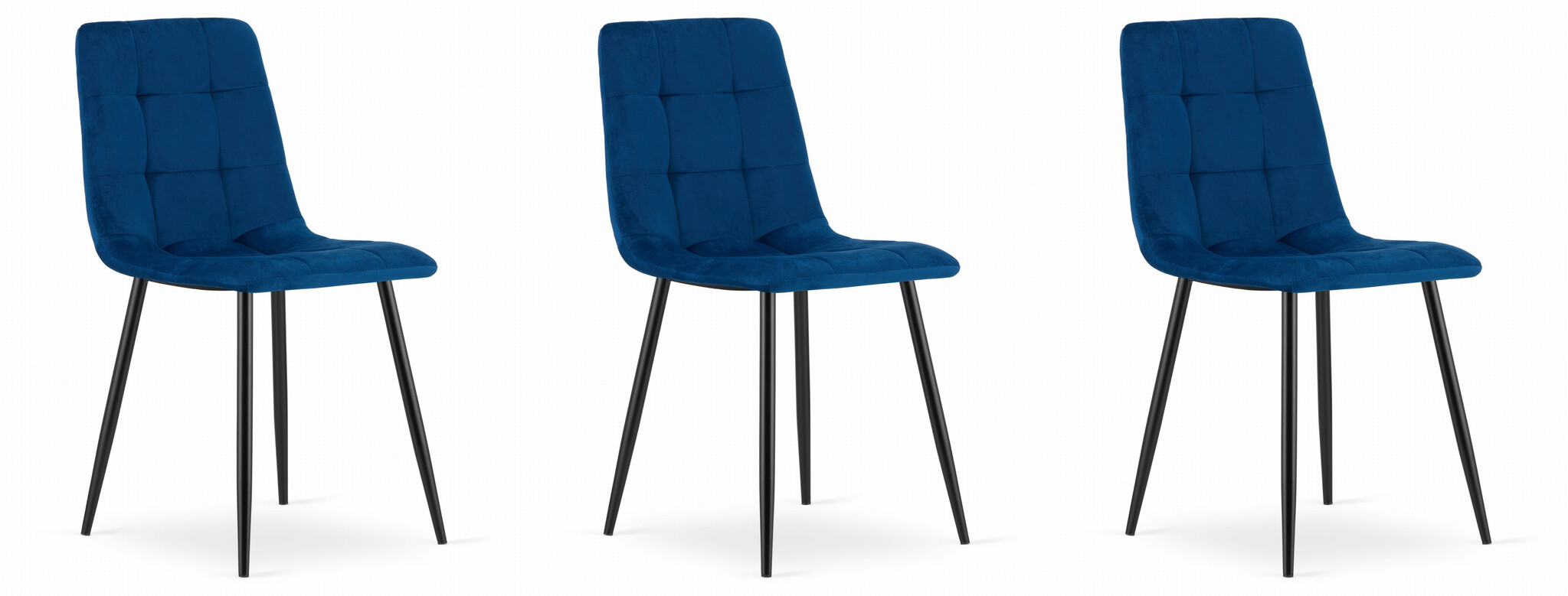 Eetkamerstoel - marineblauw - fluweel - 3 stuks