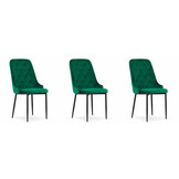 Eetkamerstoel - groen - fluweel - 3 stuks