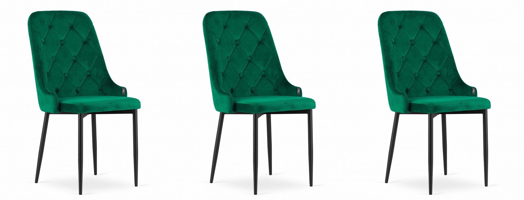Eetkamerstoel - groen - fluweel - 3 stuks