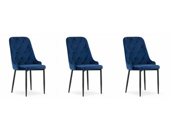 Eetkamerstoel - fluweel - marineblauw - 3 stuks