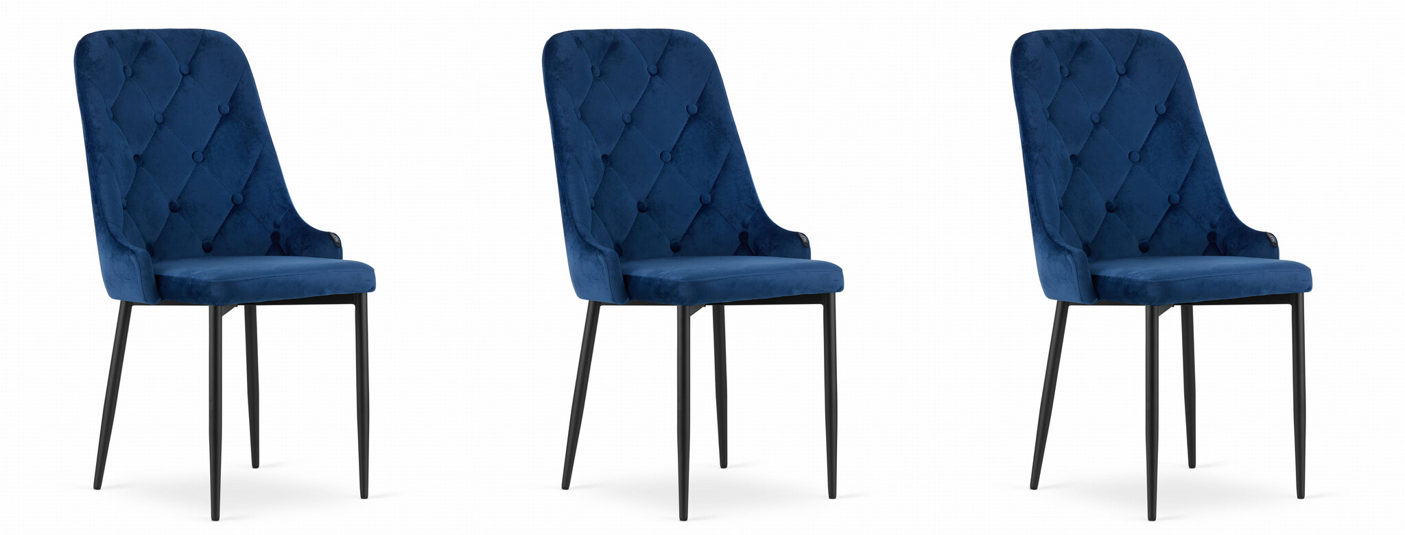 Eetkamerstoel - fluweel - marineblauw - 3 stuks