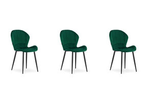 Eetkamerstoel - fluweel - groen - 3 stuks