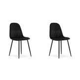Eetkamerstoel - zwart - fluweel - 2 stuks
