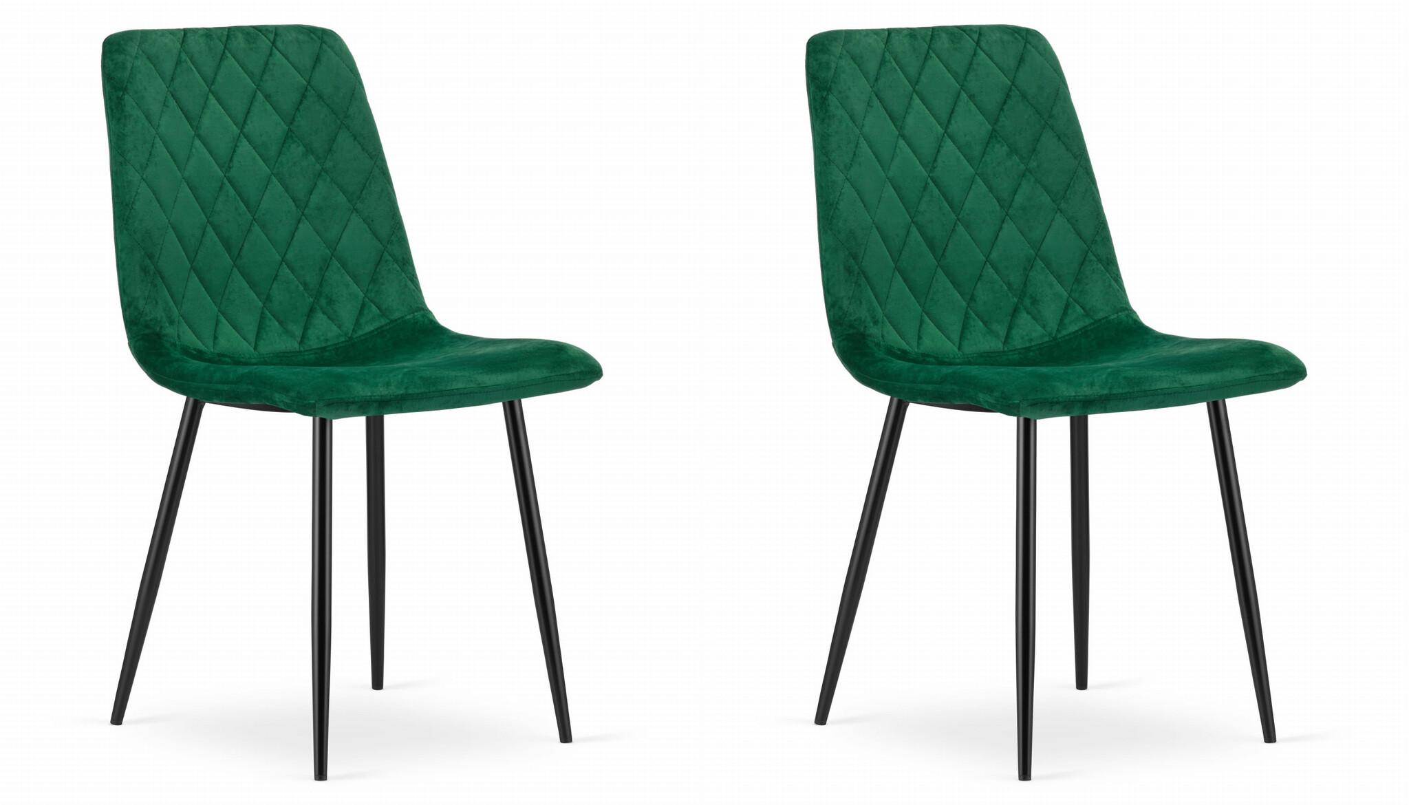 Fluwelen eetkamerstoel - groen - 2 stuks- ruitpatroon