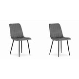 Fluwelen eetkamerstoel - donkergrijs - 2 stuks