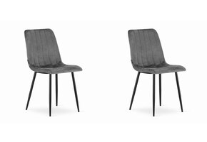 Fluwelen eetkamerstoel - donkergrijs - 2 stuks