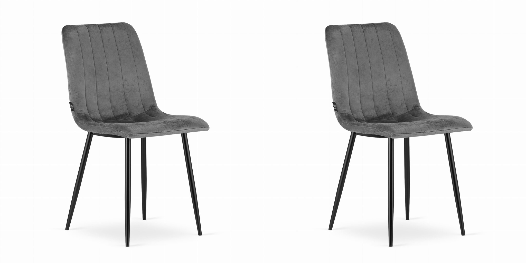 Fluwelen eetkamerstoel - donkergrijs - 2 stuks