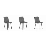 Fluwelen eetkamerstoel - donkergrijs - 3 stuks