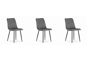 Fluwelen eetkamerstoel - donkergrijs - 3 stuks