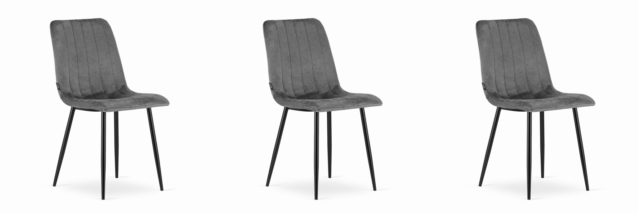 Fluwelen eetkamerstoel - donkergrijs - 3 stuks