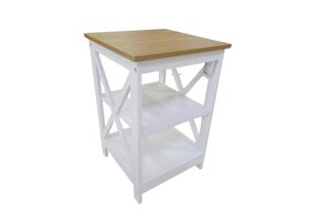 Houten bijzettafel met etages - wit bruin - 40x40x61cm