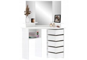 Hoekkaptafel met spiegel - wit - 111x54x141,5cm