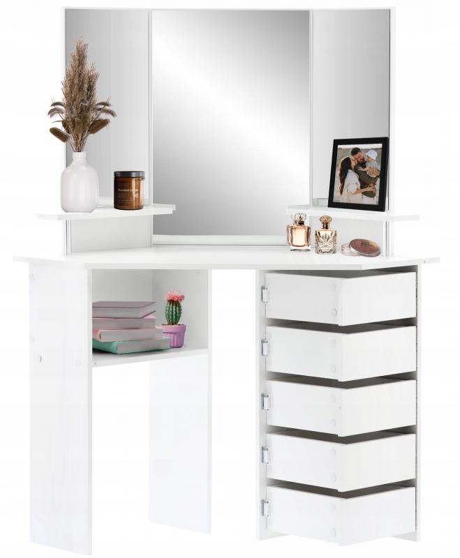 Hoekkaptafel met spiegel - wit - 111x54x141,5cm