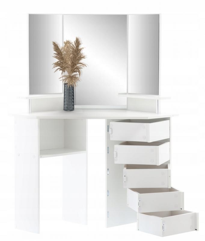 Hoekkaptafel met spiegel - wit - 111x54x141,5cm