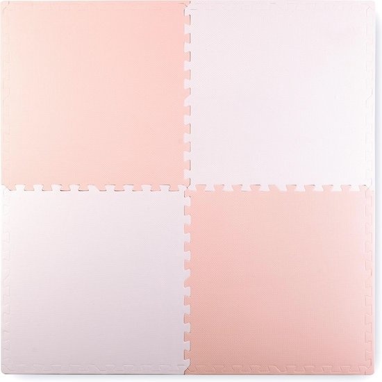 Puzzel speelmat voor kinderen - zachte schuimmat - 120x120 cm - roze & wit