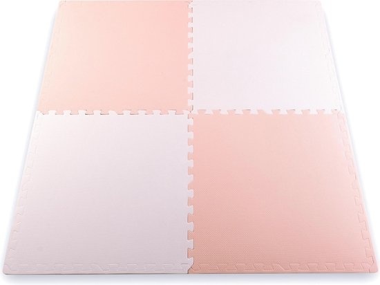 Puzzel speelmat voor kinderen - zachte schuimmat - 120x120 cm - roze & wit
