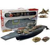 Vliegdekschip speelgoed - 86x20x18cm - met militaire voertuigen