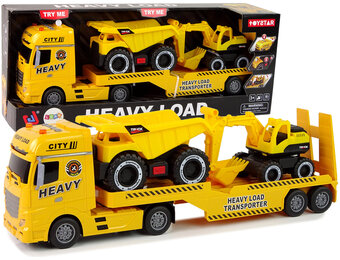 Speelgoed vrachtwagen - 62x10x17cm - met graafmachine - geel