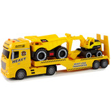 Speelgoed vrachtwagen - 62x10x17cm - met graafmachine - geel
