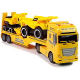Speelgoed vrachtwagen - 62x10x17cm - met graafmachine - geel