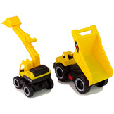 Speelgoed vrachtwagen - 62x10x17cm - met graafmachine - geel